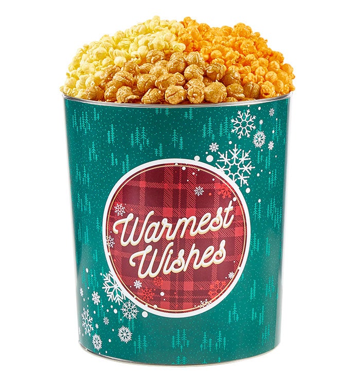 Cozy Holiday 3 1/2 Gallon 3 Flavor Popcorn Tin The Popcorn Factory