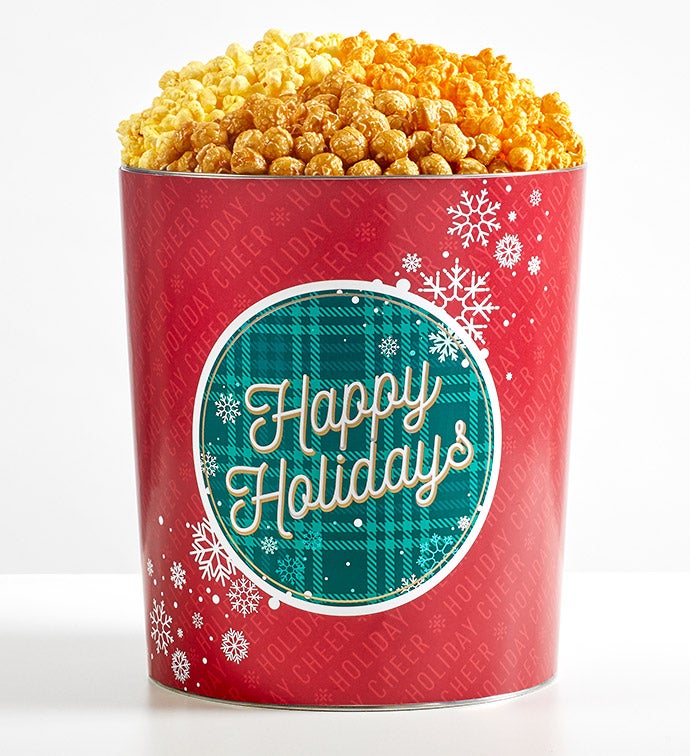 Holiday Cheer 3 1/2 Gallon 3 Flavor Popcorn Tin