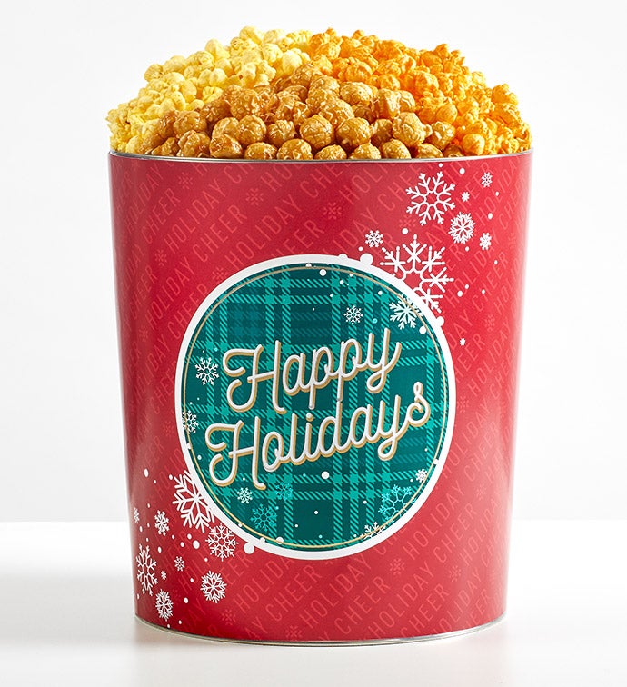 Cozy Holiday 3 1/2 Gallon 3 Flavor Popcorn Tin | The Popcorn Factory