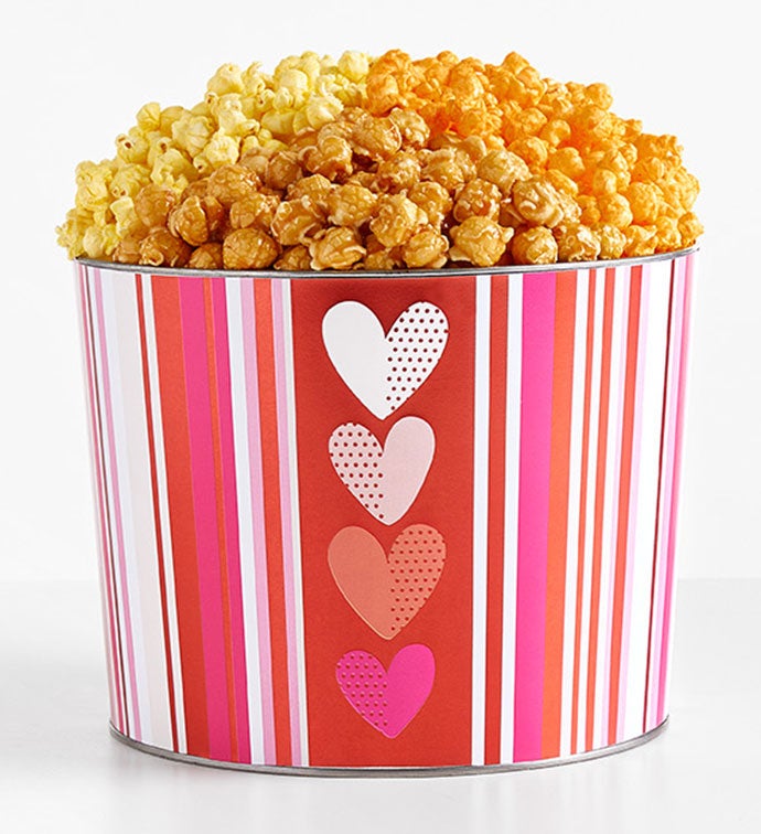 Forever Hearts 2 Gallon 3 Flavor Popcorn Tin The Popcorn Factory