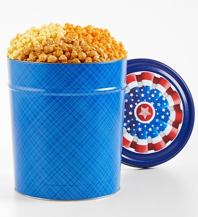 Stars and Stripes Forever 3 1/2 Gallon 3 Flavor Popcorn Tin