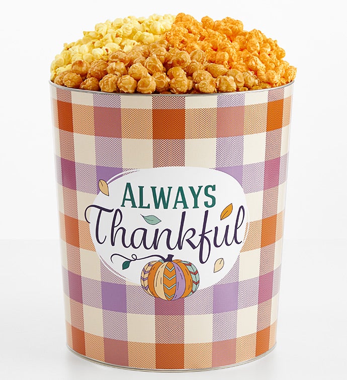 Always Thankful 3 1/2 Gallon 3 Flavor Popcorn Tin