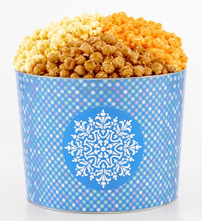 Snowflakes  2 Gallon 3 Flavor Popcorn Tin
