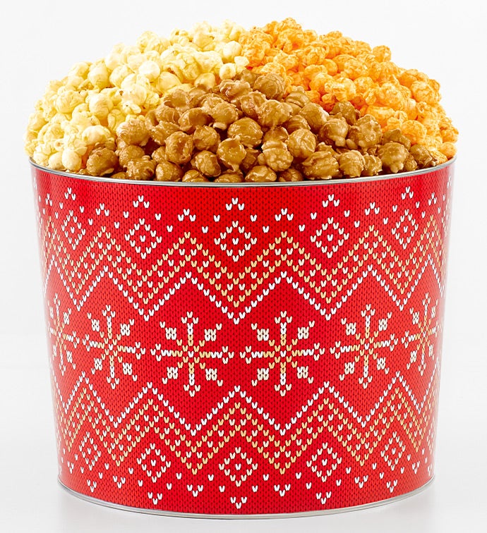 Cozy Holiday 2 Gallon 3 Flavor Popcorn Tin