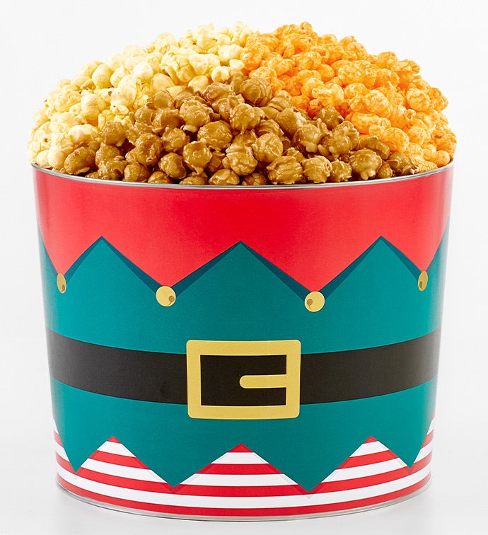 Elfing Around 2 Gallon 3 Flavor Popcorn Tin