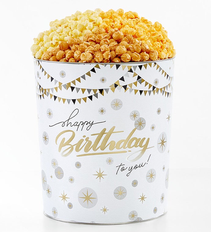3.5 Gallon Happy Birthday Celebration 3 Flavor Popcorn Tin