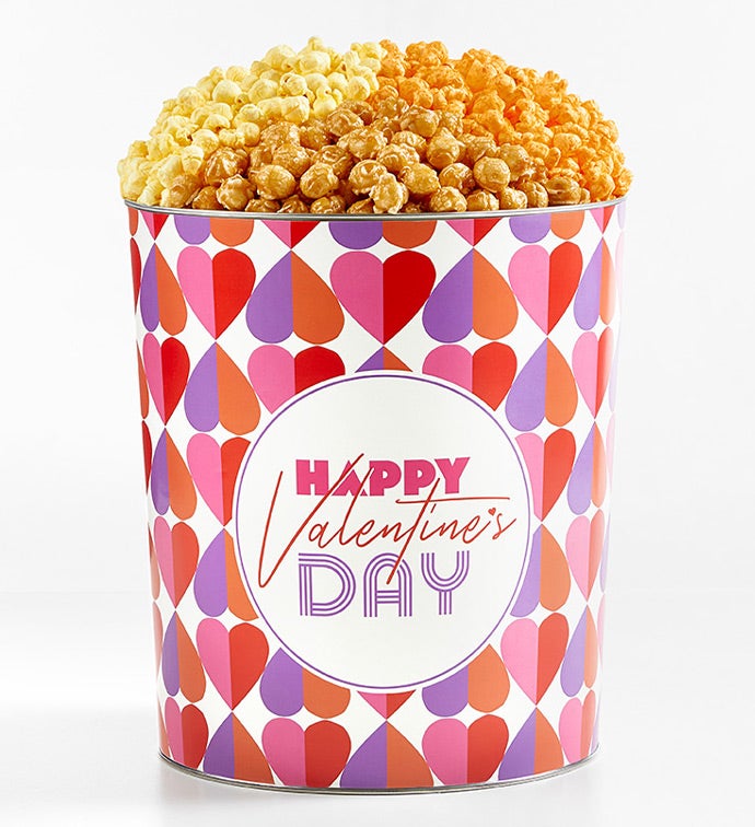 Happy Valentine's Day 3.5 Gallon 3 Flavor Popcorn Tin