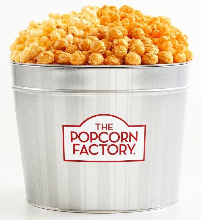 1.75 Gallon Retro 3 Flavor Popcorn Tin The Popcorn Factory