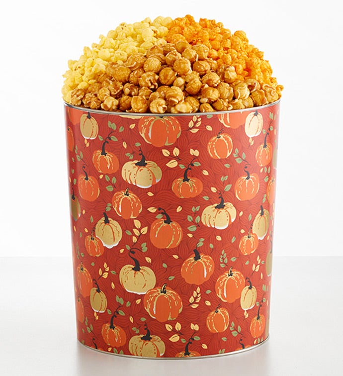 Fall Pumpkins 3 1/2 Gallon 3 Flavor Popcorn Tin