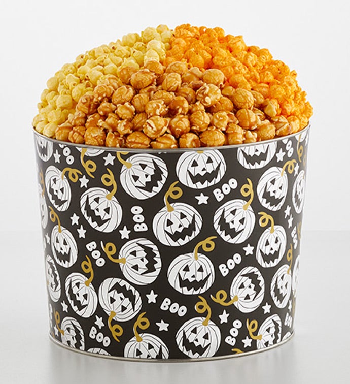 Boo Pumpkins 2 Gallon 3 Flavor Popcorn Tin