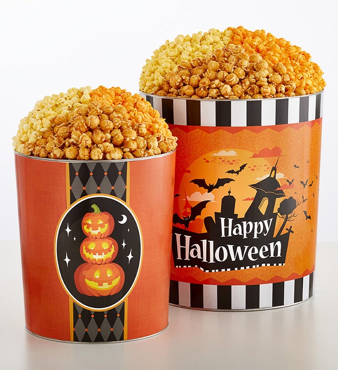 Happy Halloween 6 1/2 Gallon 3 Flavor Popcorn Tin