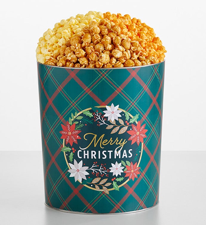 Merry Christmas 3 1/2 Gallon 3 Flavor Popcorn Tin