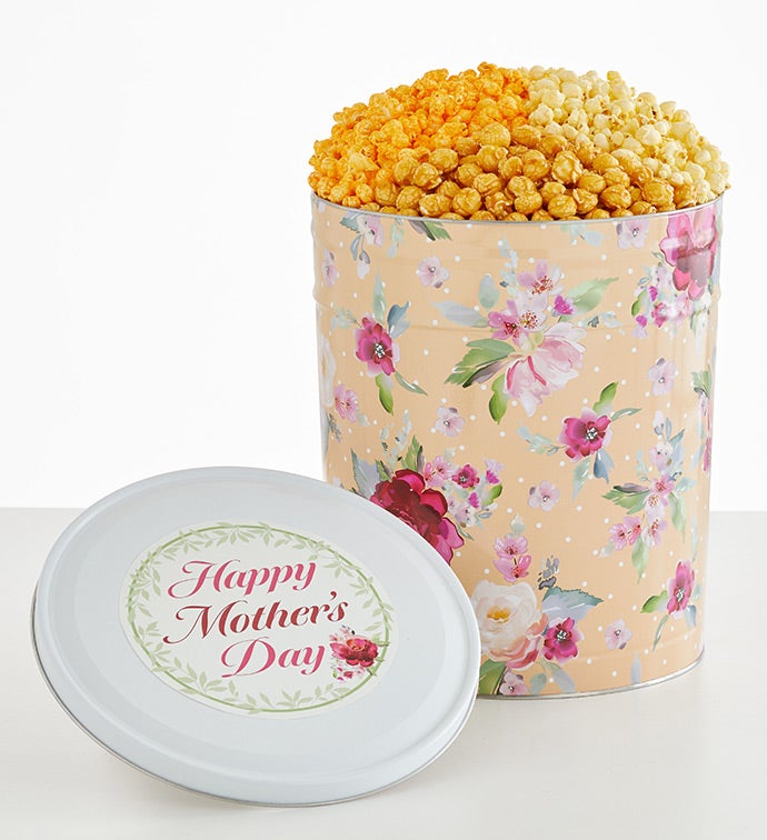 Floral Delight 6 1/2 Gallon 3 Flavor Popcorn Tin