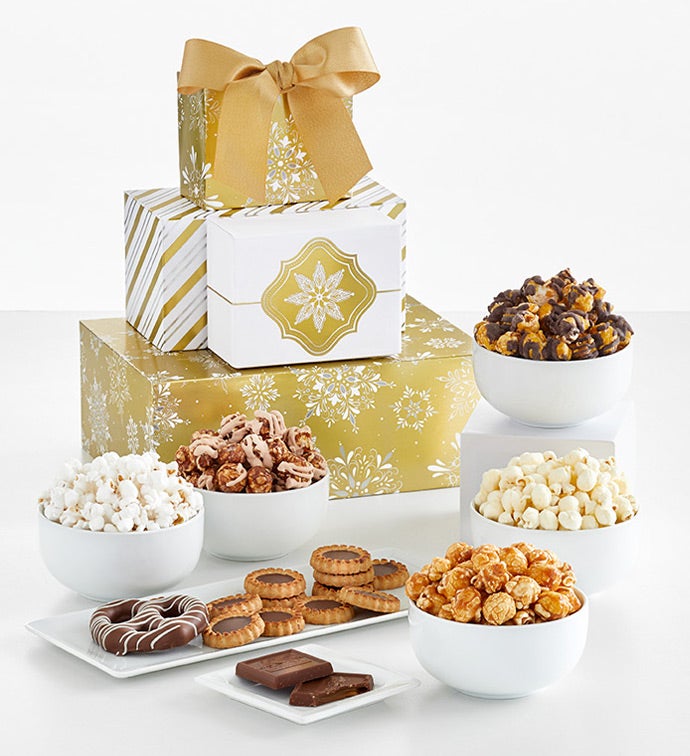 Golden Snowflake 4 Box Gift Tower