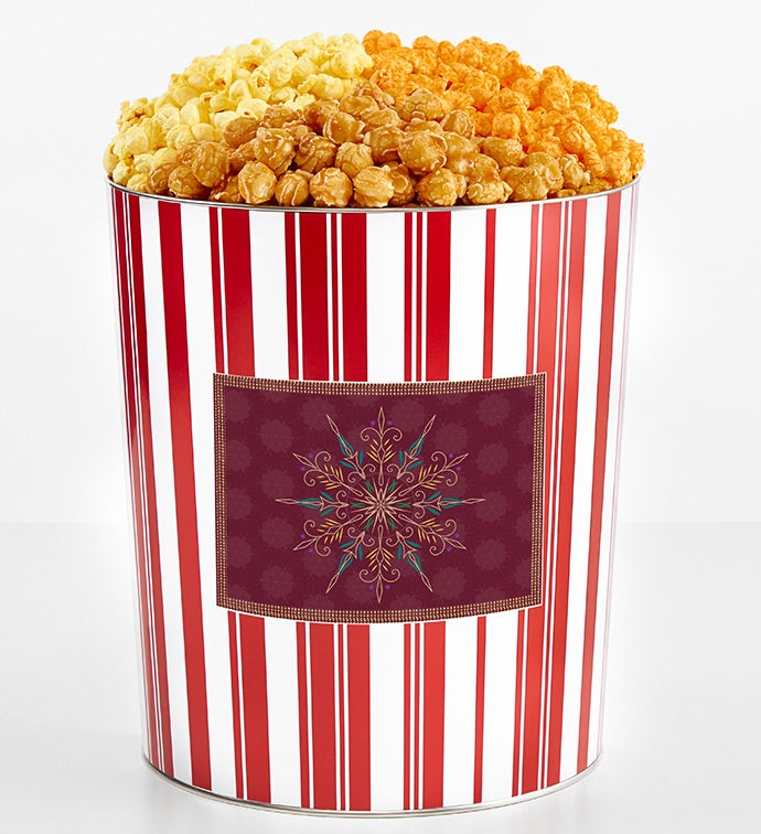 Tins With Pop® 3.5 Gallon Gold Snowflake - Maroon