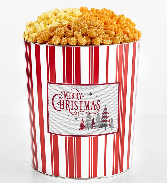 Tins With Pop® 3.5 Gallon Merry Christmas Plaid Trees 3 Flavor