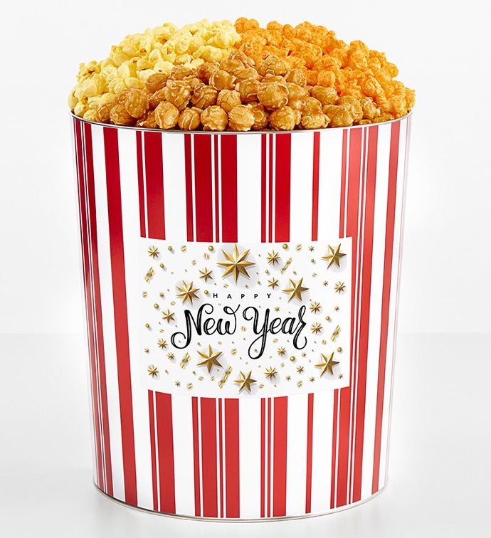 Tins With Pop® 3.5 Gallon Happy New Year Gold Stars 3 Flavor
