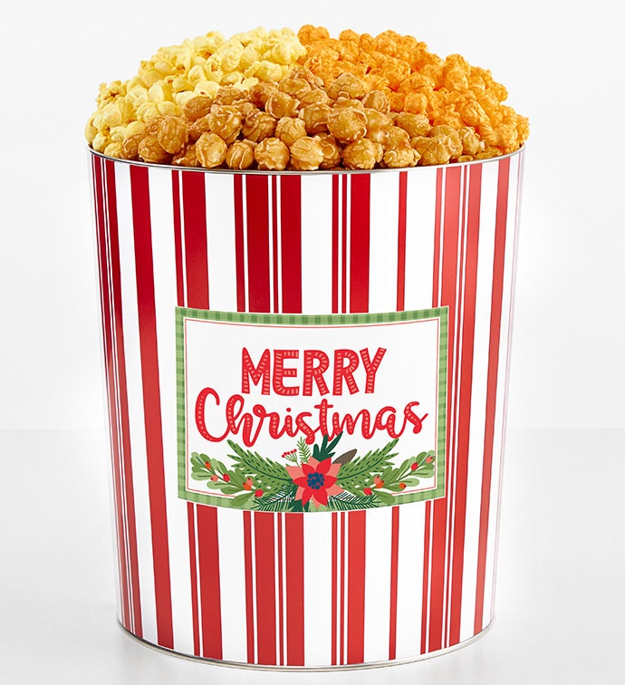 Tins With Pop® 3.5 Gallon Merry Christmas Pointsettia 3 Flavor