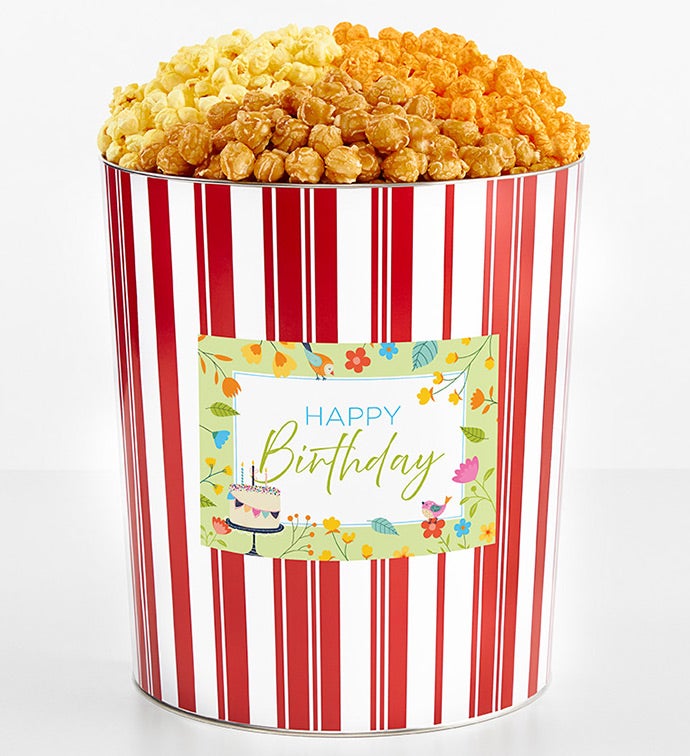 Tins With Pop® 3.5 Gallon Happy Birthday Floral 3 Flavor
