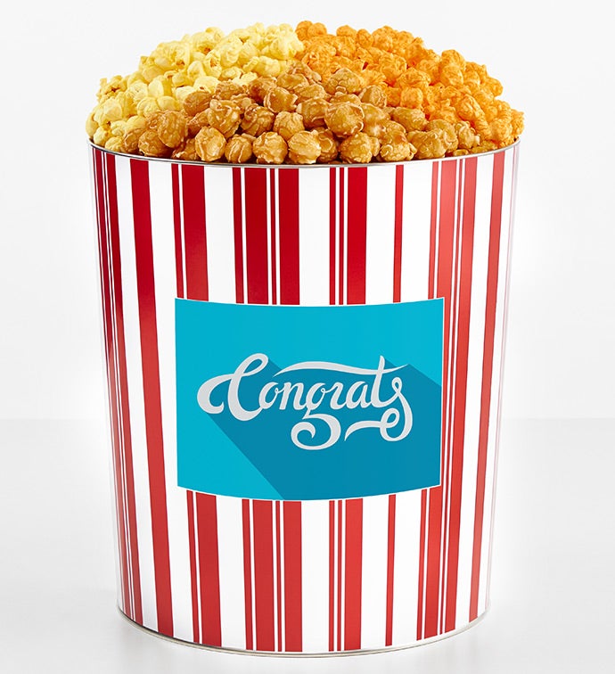 Tins With Pop® 3.5 Gallon Congratulations Blue 3 Flavor