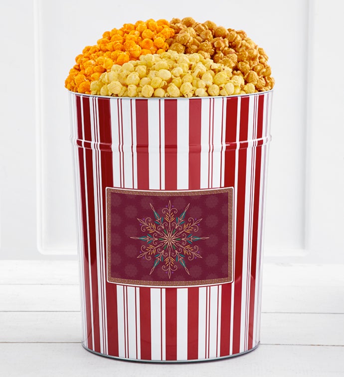 Tins With Pop® 4 Gallon Gold Snowflake   Maroon