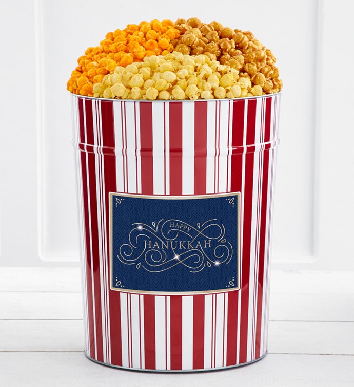 Tins With Pop® 4 Gallon Happy Hanukkah Blue Gold