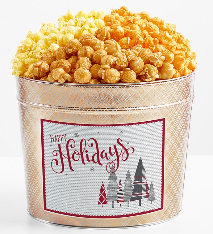 Tins With Pop® Happy Holidays Plaid Trees